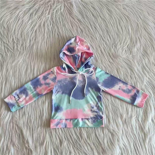 6 A24-4 Tie Dye Baby Girls Hoodie Top