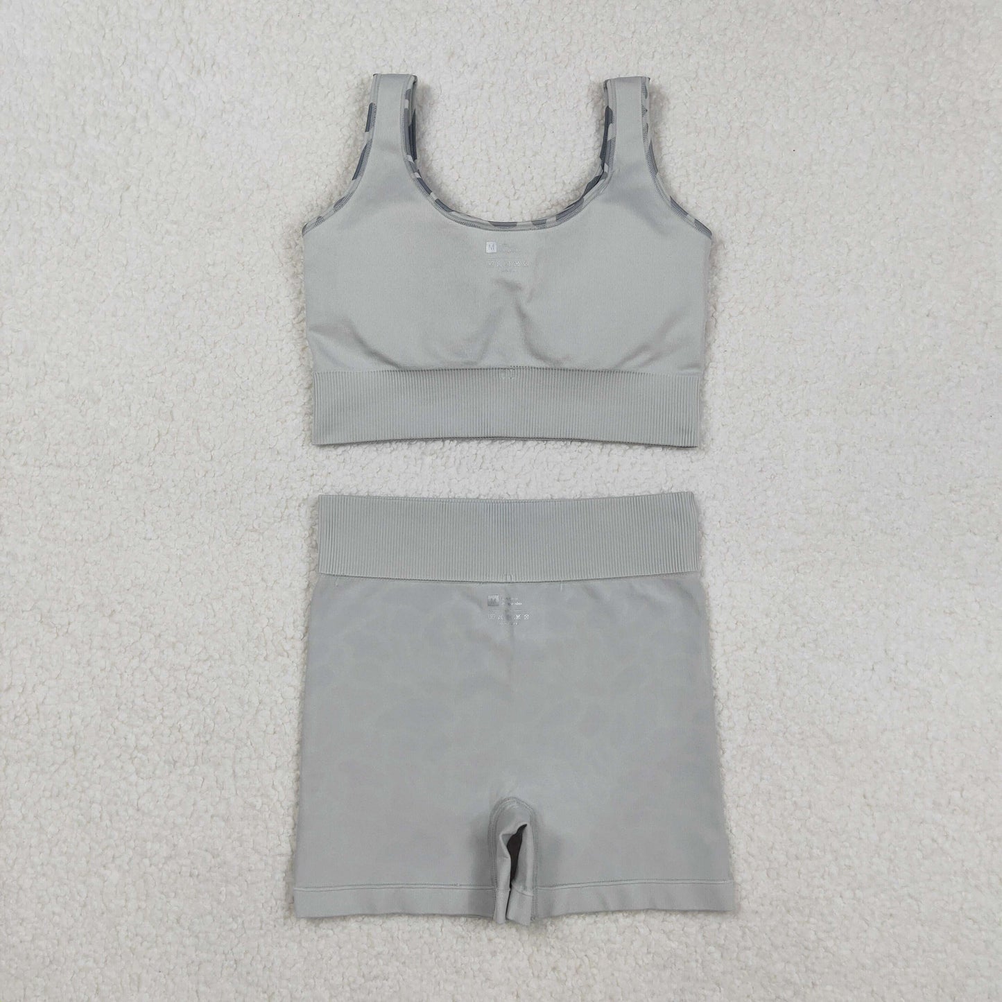 USA SHOP GSSO2702 adult women grey camo sleeveless shorts set