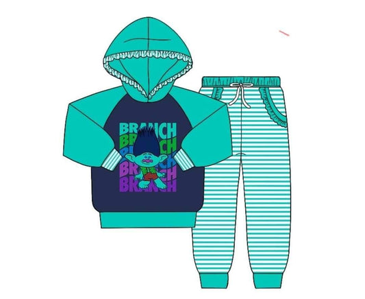 Custom S 9.22 Cartoon green hoodie pants girls set
