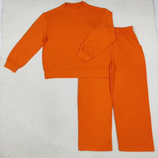 GLP3419 Orange Long Sleeve Pants Adult Women Set