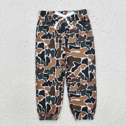 P0650 dark brown camo boys milk silk pants