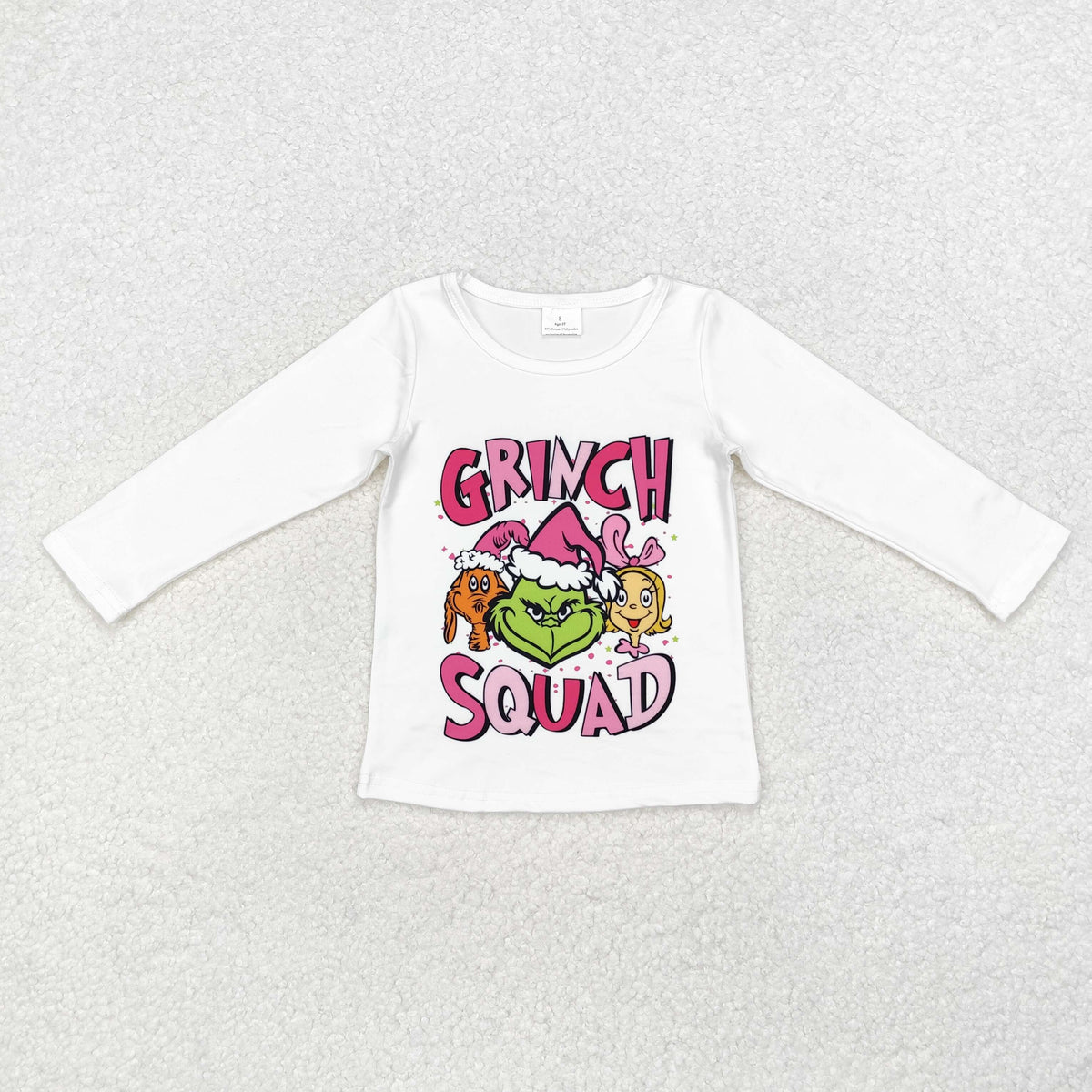 GT0757 Christmas green face cartoon girl long sleeve girls top