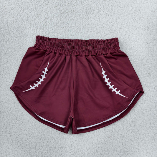 SS0913 Yoga Maroon Baseball Girls Shorts