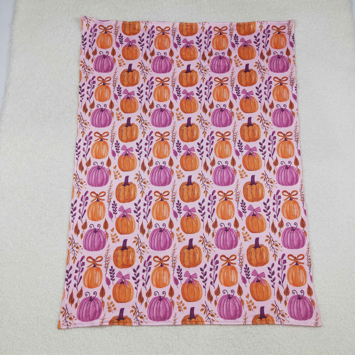 BL0216 we wear pink/purple pumpkin bows baby blanket