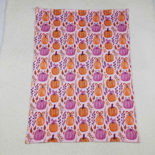 BL0216 we wear pink/purple pumpkin bows baby blanket