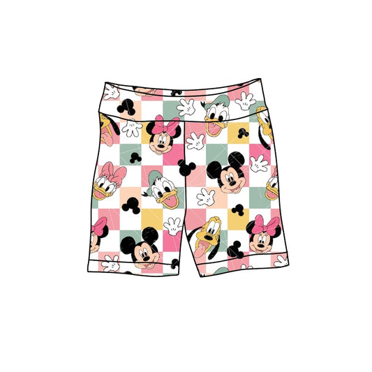 custom Cartoon colorful checkered pink kids shorts