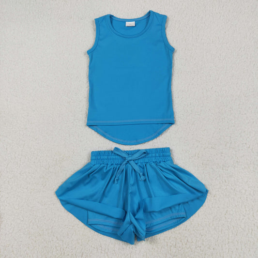 yoga GSSO2504 blue sleeveless shorts girls set