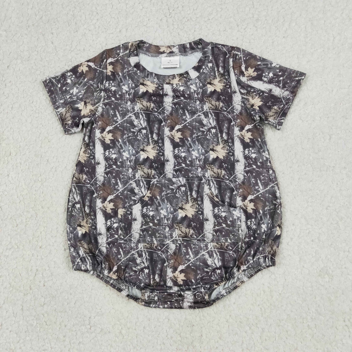 SR4059 Hunting Camo Pocket Short Sleeve Boys Romper