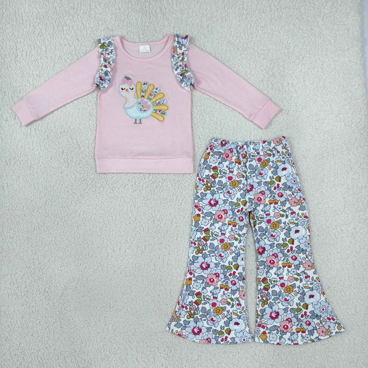 GLP3597 Turkey Long Sleeve Flowers Pants Girls Set