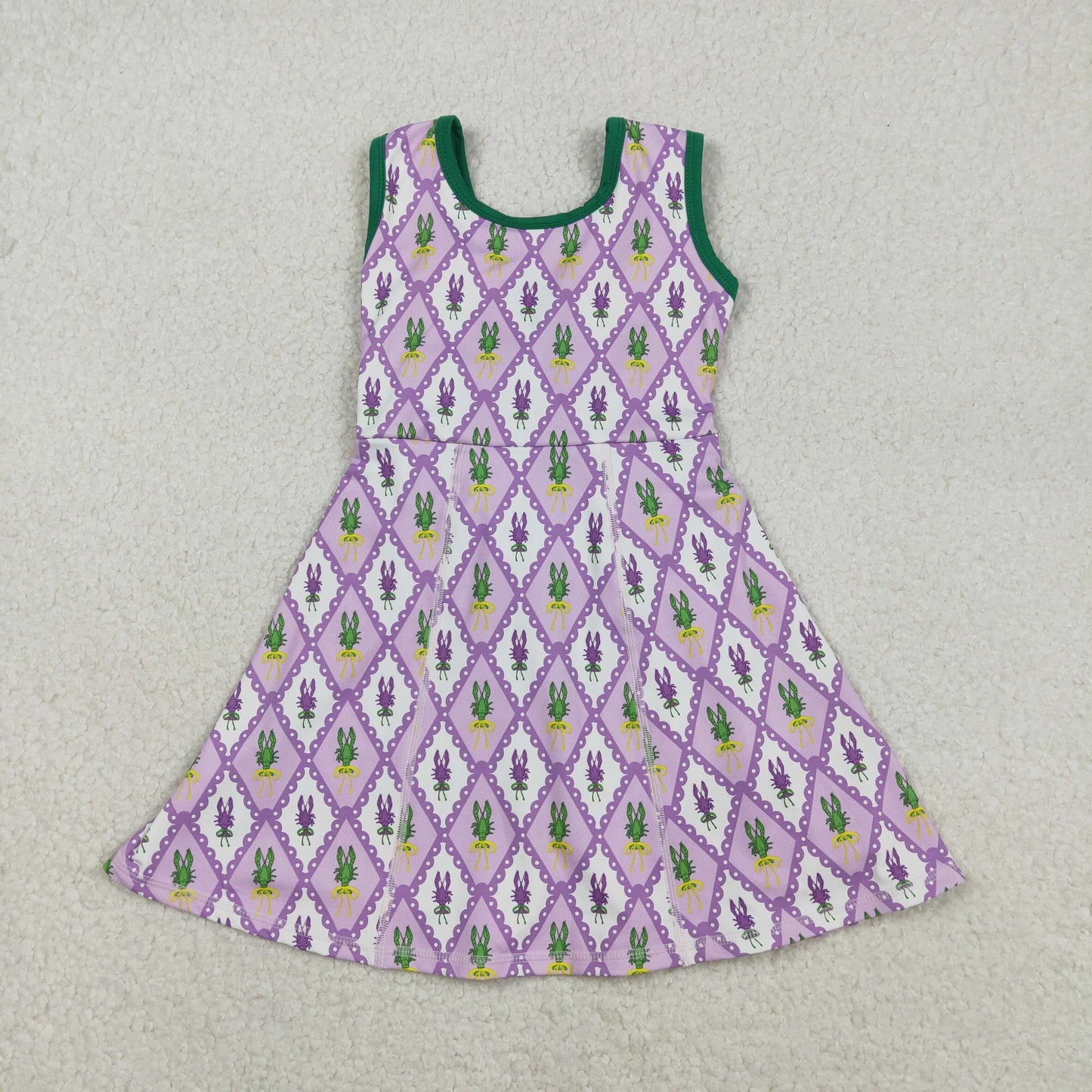 Yoga GSD2869 Mardi Gras crayfish purple sleeveelss skorts girls dress