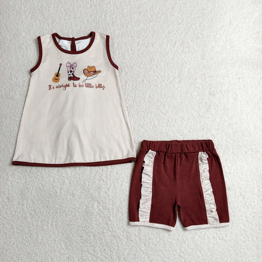 GSSO2763 it's alright to be little butty sleeveless brown shorts girls set