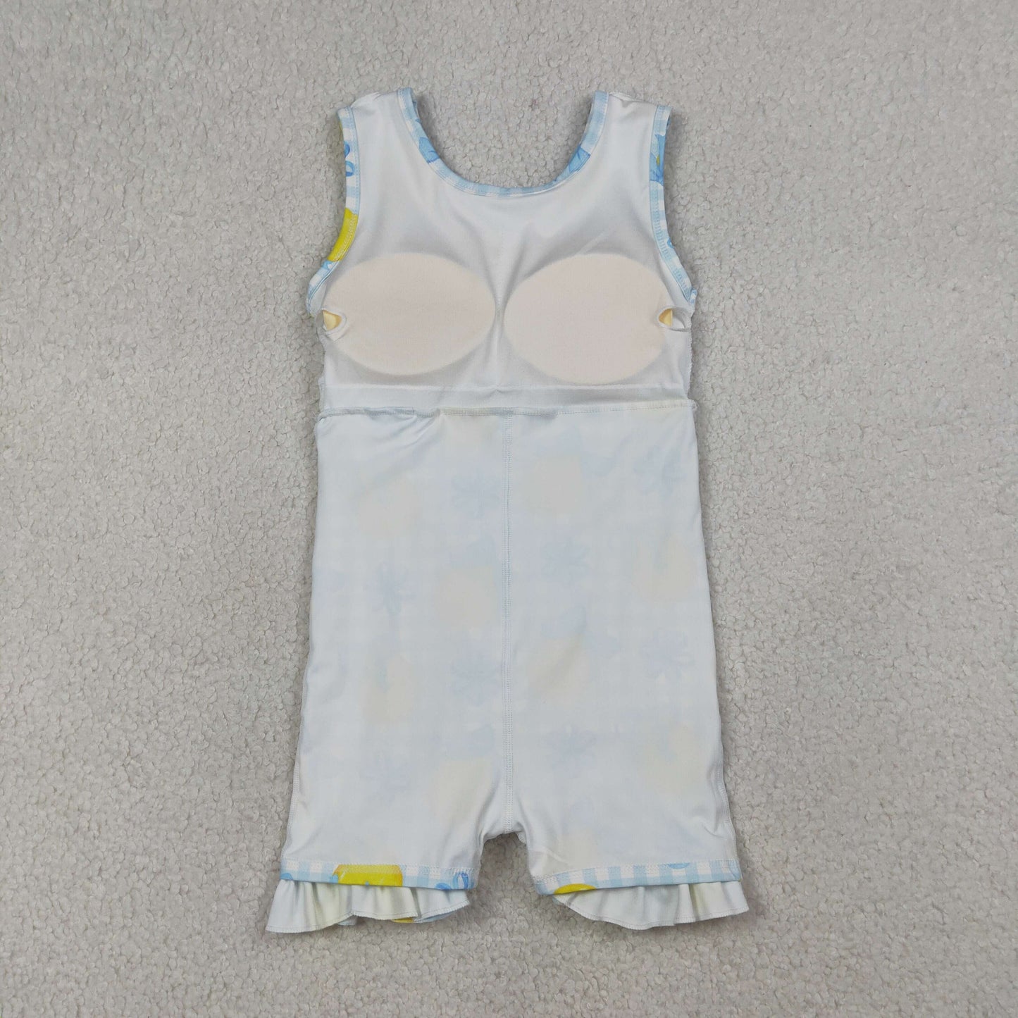 GSD3684 Yoga Lemon Bows Blue Checkered Sleeveless Skorts Girls Dress