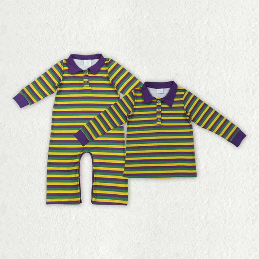 Mardi Gras Striped Style Sibling Clothes RTS
