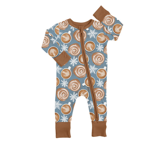custom S 9.2 Hot cocoa snowflake kids romper