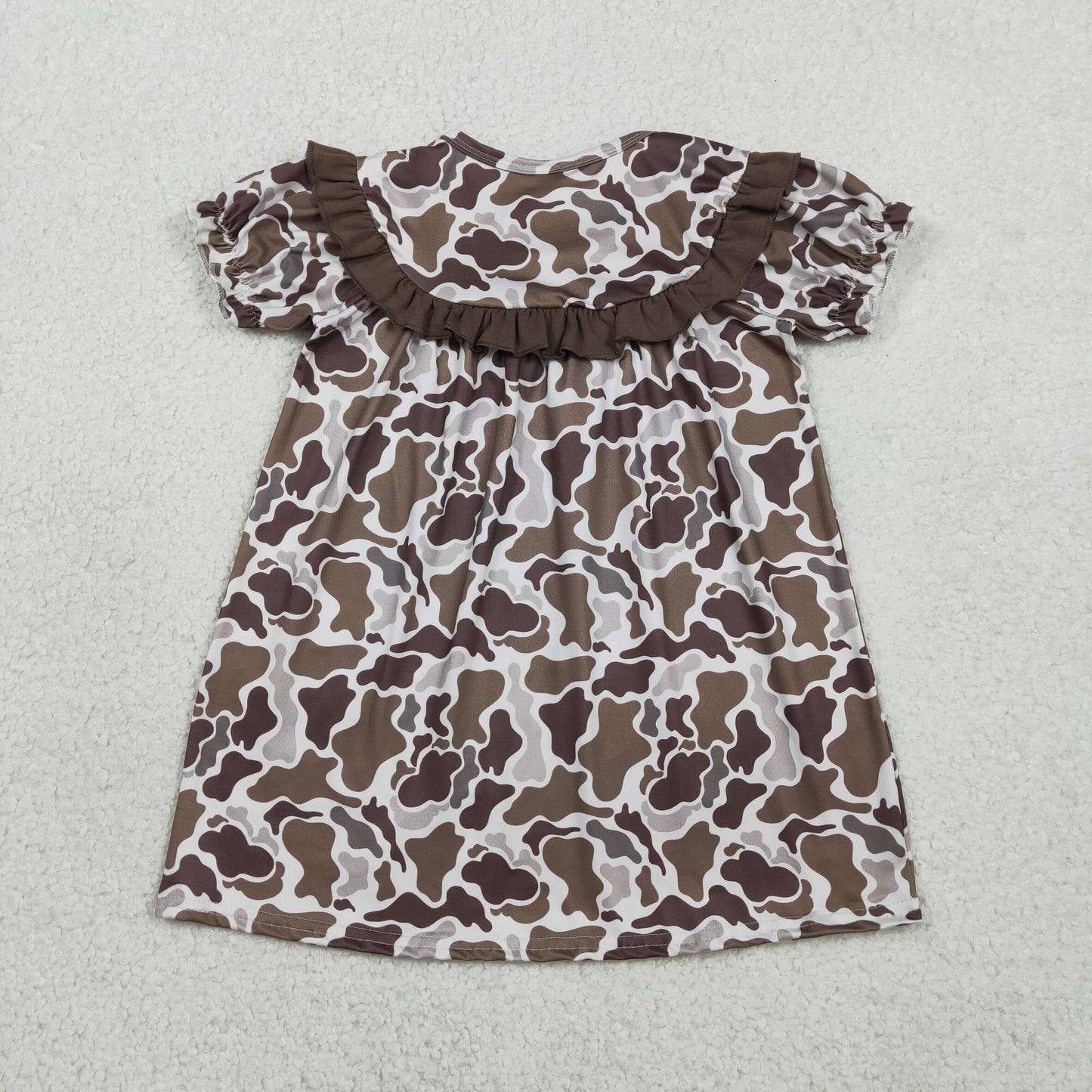Embroidery GSD3526 Daddy's Girl Camo Short  Sleeve Girls Dress