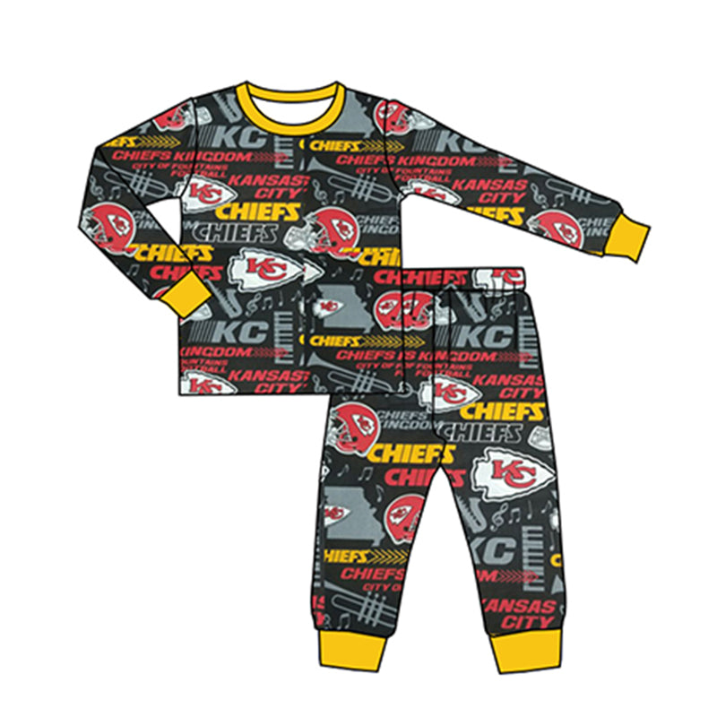 custom S 9.11 Black yellow long sleeve pants boys pajamas