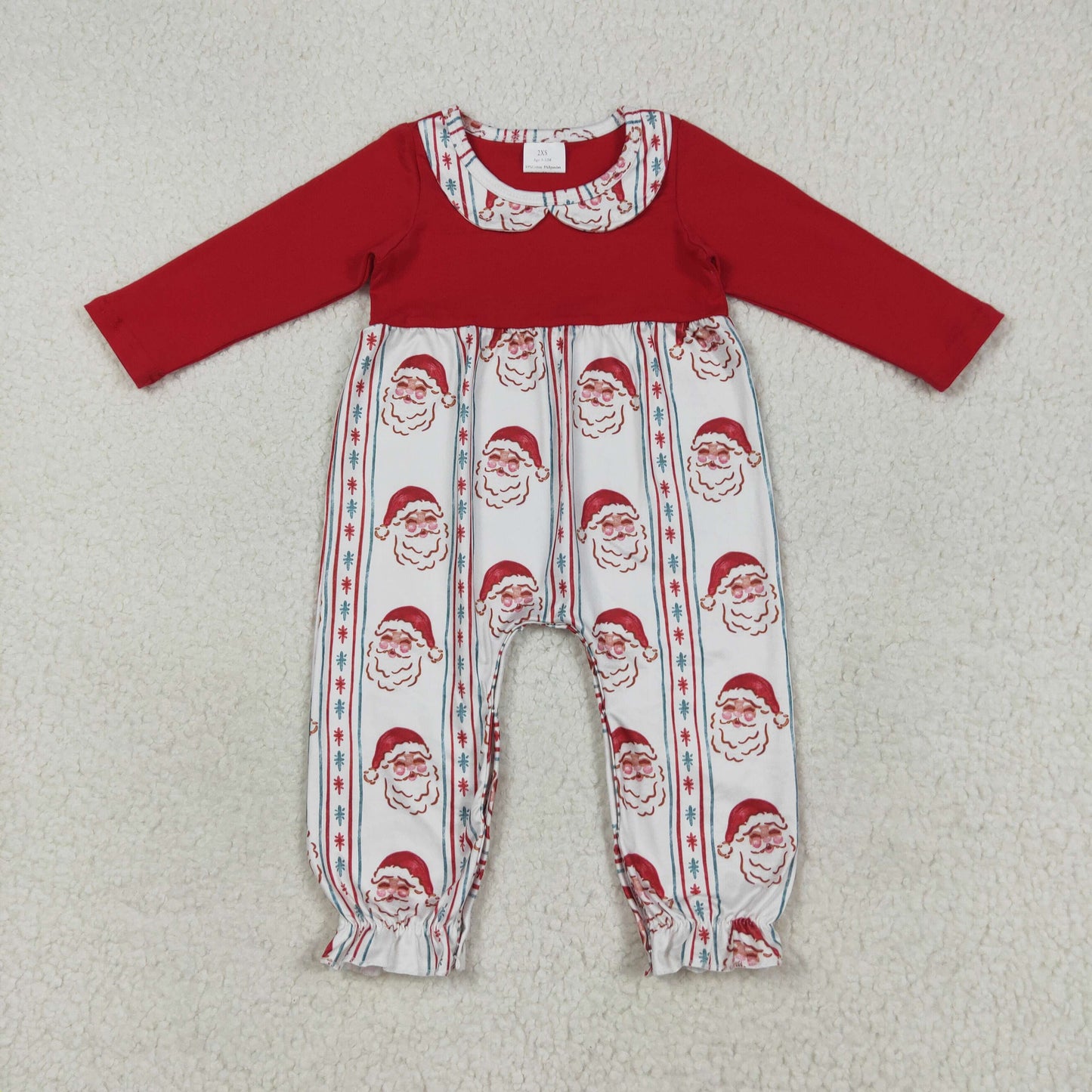 LR2331 Christmas Santa red  long sleeve girls romper