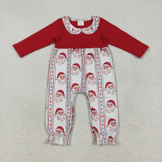 LR2331 Christmas Santa red  long sleeve girls romper