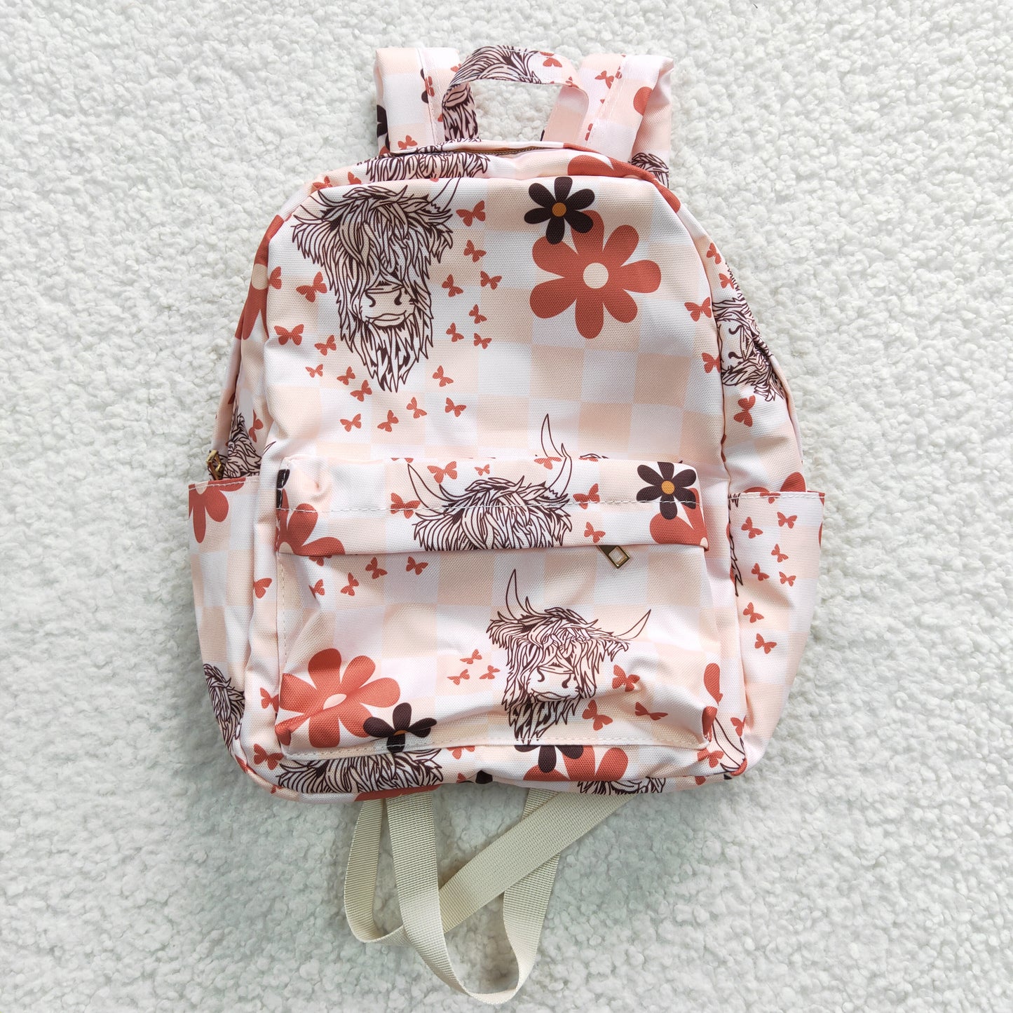 Highland Cow Flowers Pink Bag