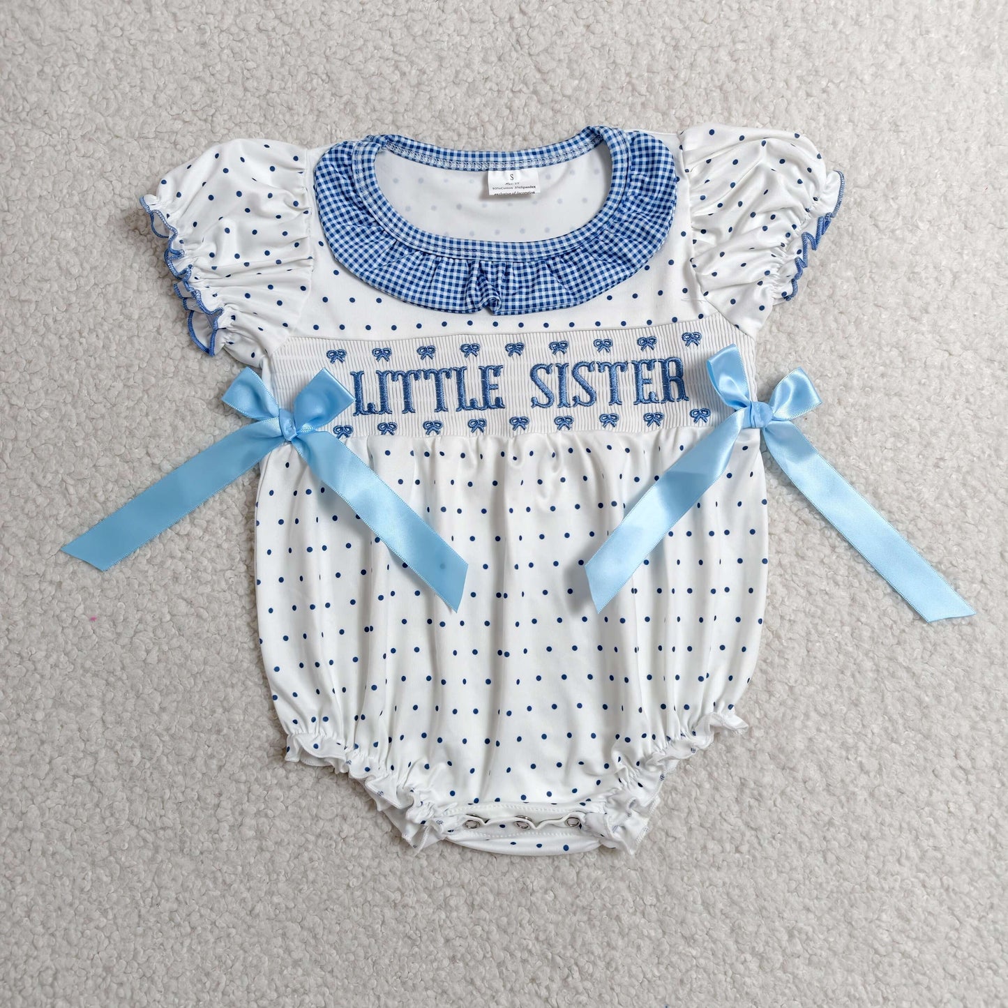 Embroidery Smocked Big Brother/Little Sister Romper RTS Sibling Clothes