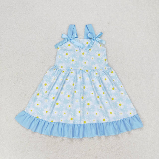 GSD1066 little daisy flowers blue girls dress