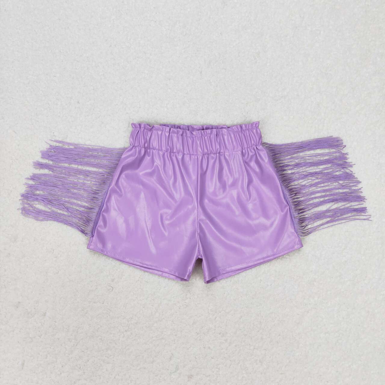 SS0251 Purple Leather Tassels Shorts