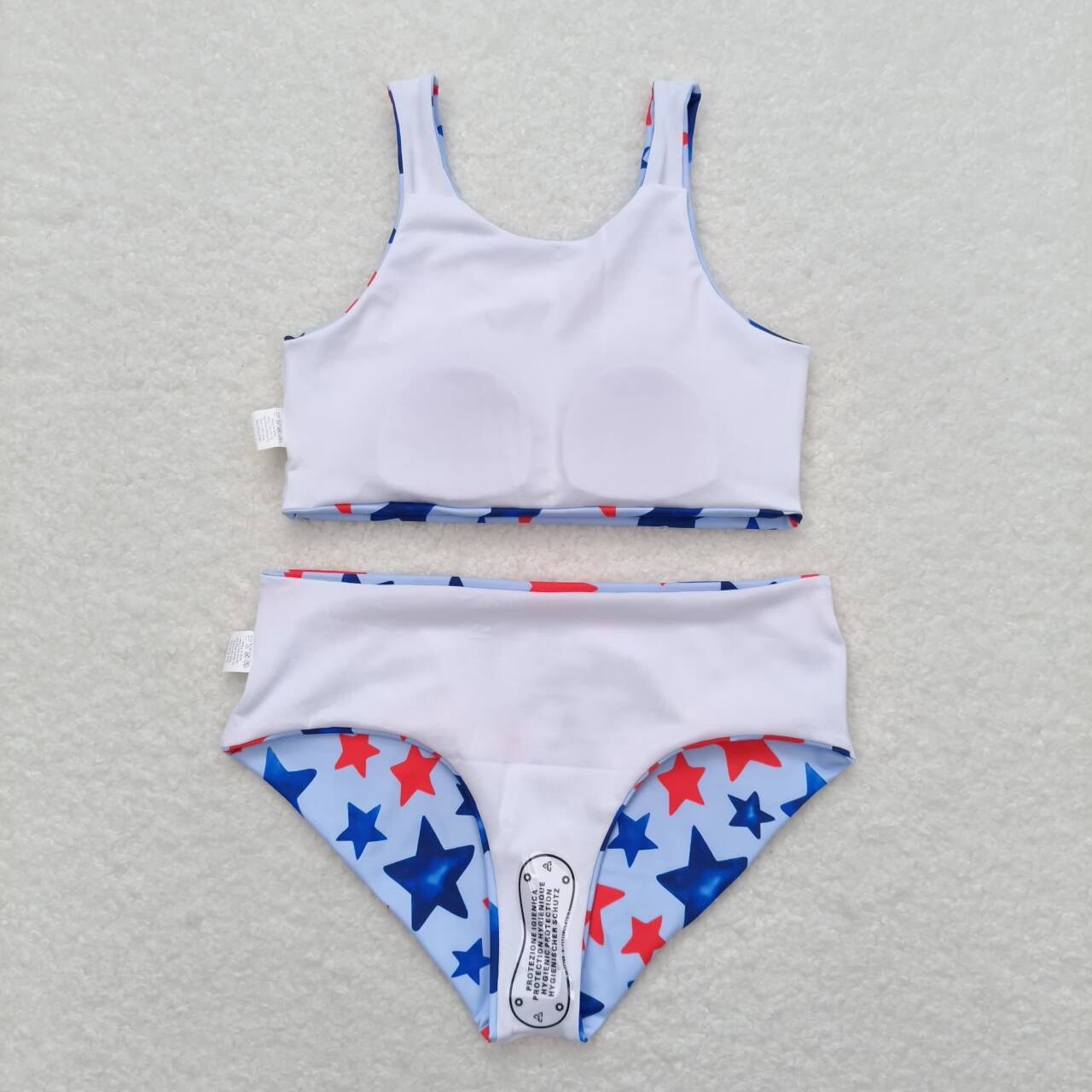 S0228 July 4th blue red star sleeveless girls swimsuits