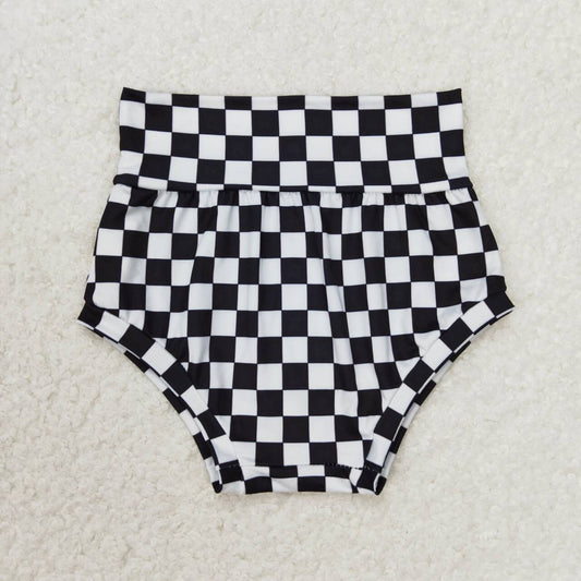 SS0139 Black checkered girls bummie shorts