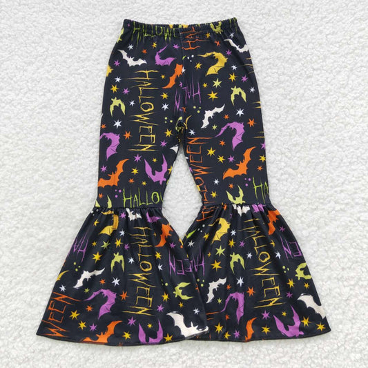 preorder P0174 Halloween Colorful Bat Bell-bottoms Girls Pants