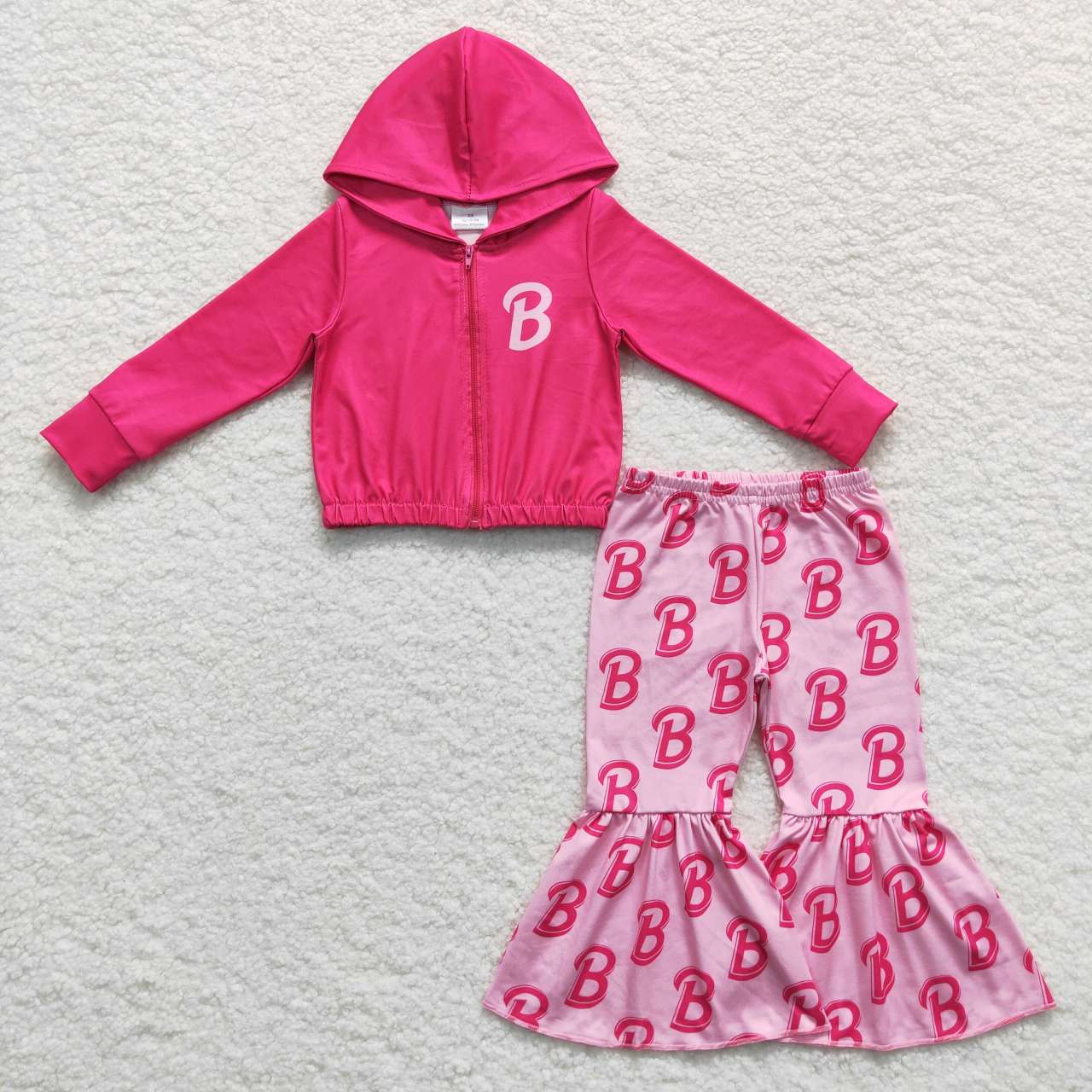 GLP0806 BA hot pink long sleeve hoodie girls set