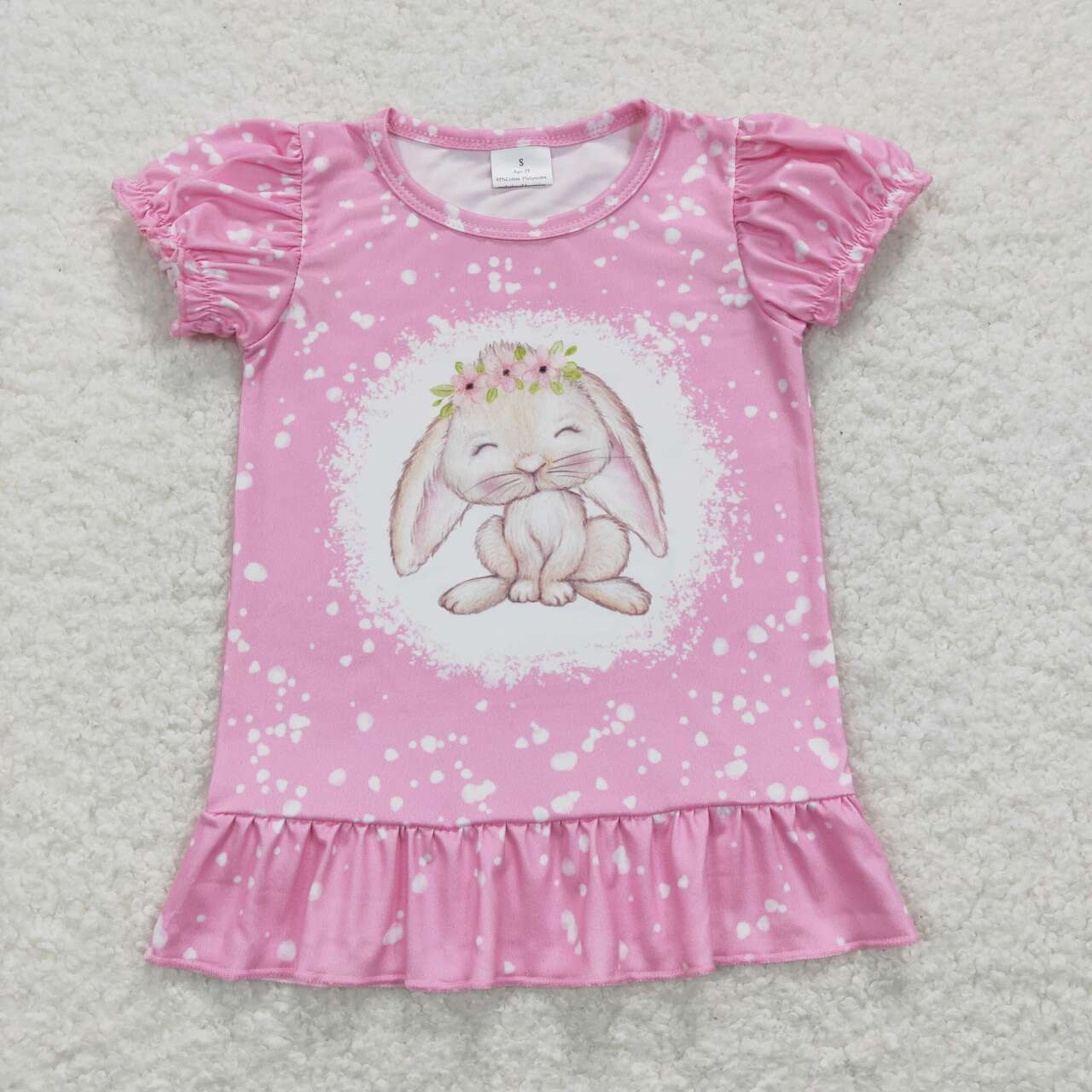 GT0466 Easter Rabbit Hot Pink Short Sleeve Girls Top