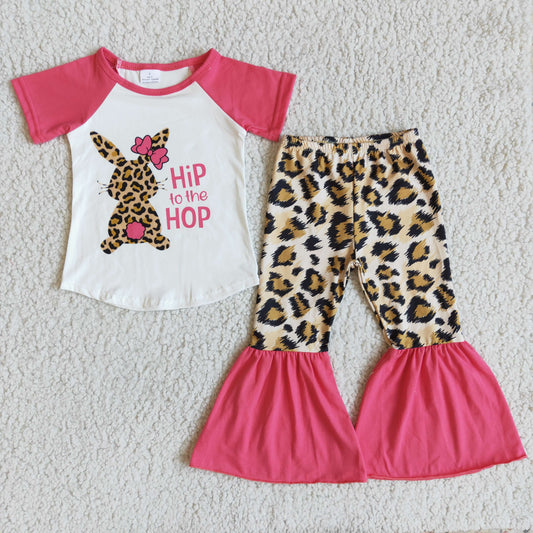 D7-17 Easter Rabbits Leopard Print Girls Outfits