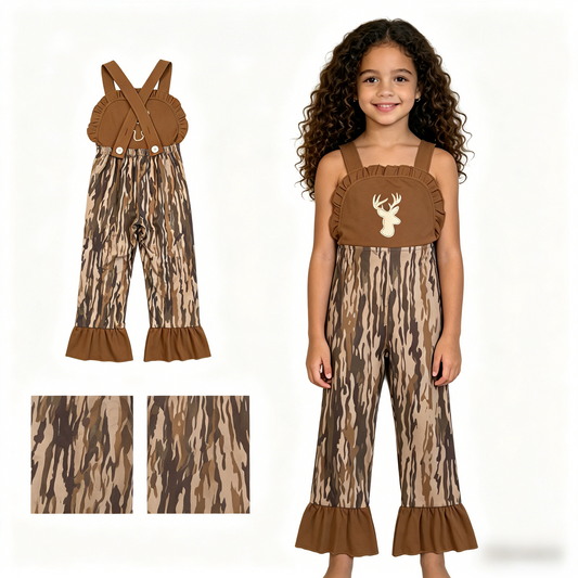 Embroidery SR4047 Hunting Deer Camo Girls jumpsuits