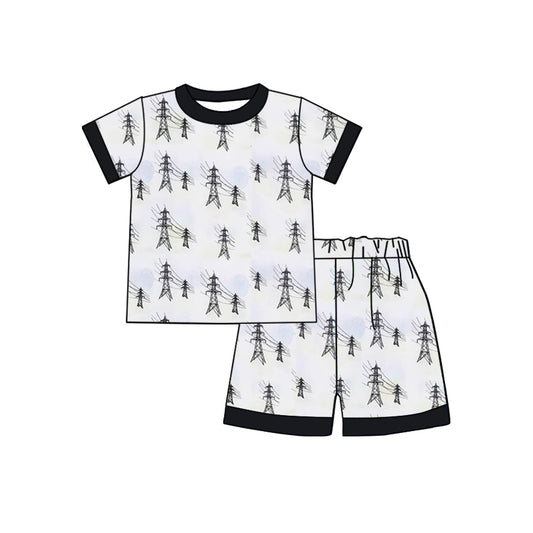 custom style lineman short sleeve shorts boys set