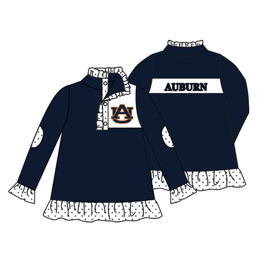 custom moq 3 AUBURN Navy Blue Long Sleeve Girls Pullover