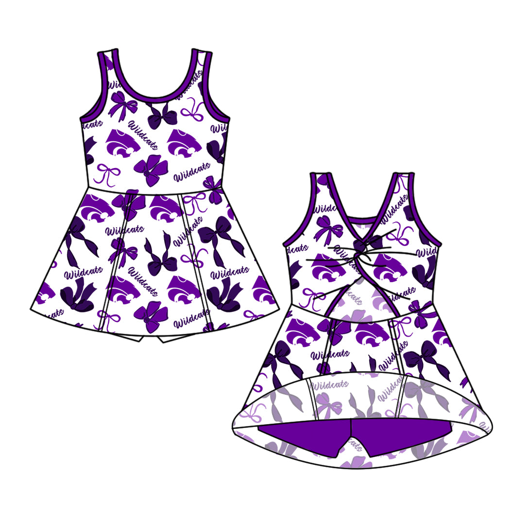 Custom Moq 3 Wildcats Bows Yoga Skorts Girls Dress