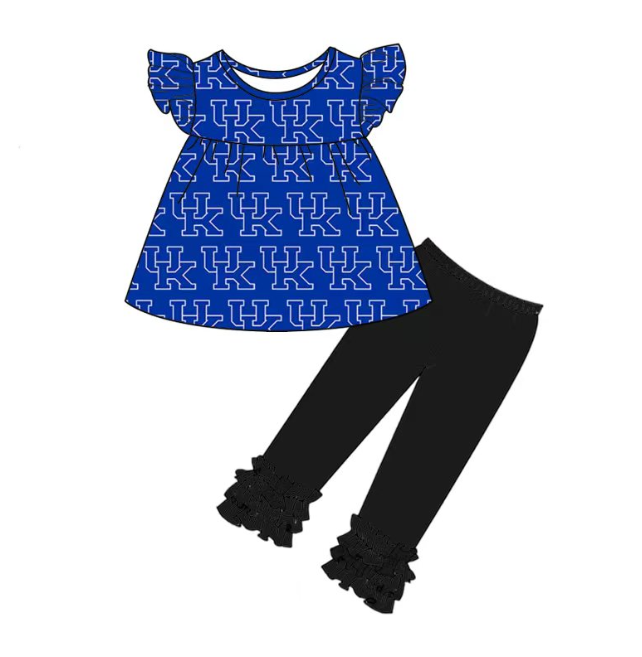 custom S 8.16 Team blue flutter sleeve pants girls set