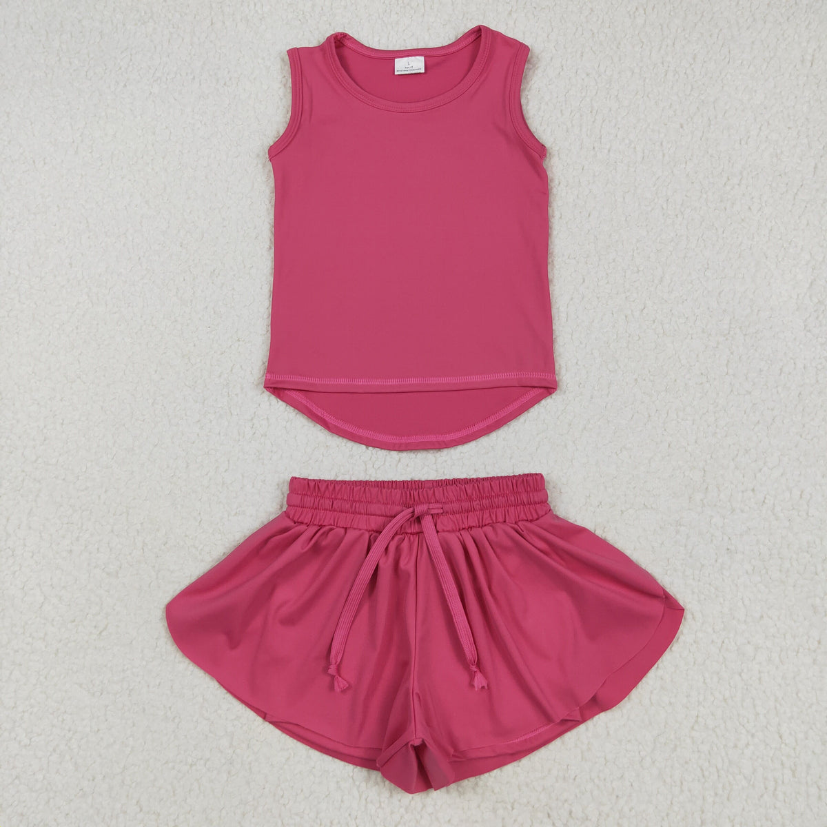 GSSO2500 yoga hot pink sleeveless shorts girls set