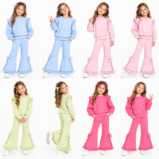 preorder Solid Color Girls Set Sibling Clothes