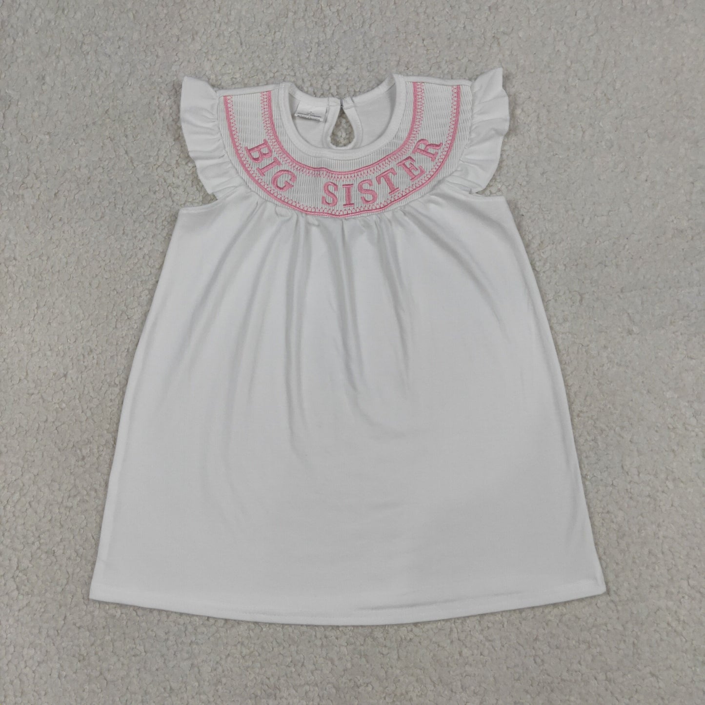 Smocked Embroidery GSD3154 Big Sister Flutter Sleeve Girls Dress