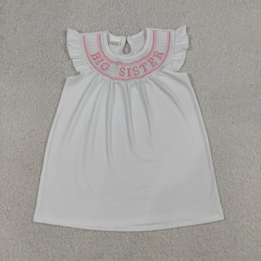 Smocked Embroidery GSD3154 Big Sister Flutter Sleeve Girls Dress