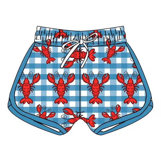 custom style crayfish blue checkered girls shorts