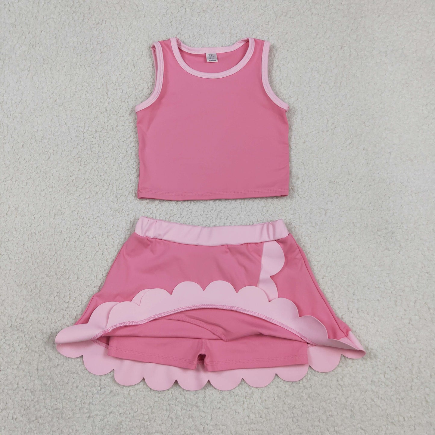GSD4063 Yoga Pink Sleeveless Skorts Girls Set