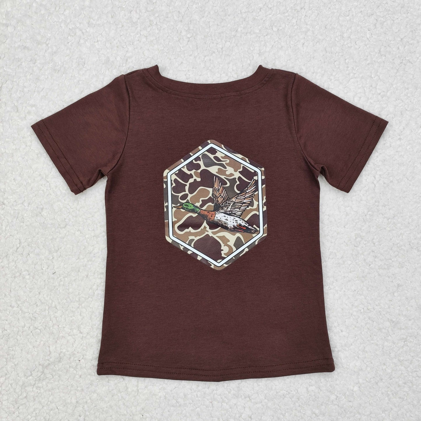 USA SHOP BT1090 offset printing hunting camo mallard duck brown short sleeve boys top