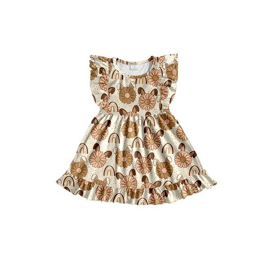 preorder GSD0631 Easter Rabbit Flowers Flutter Sleeve Girls Dress