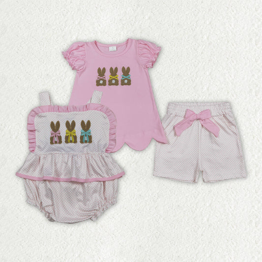 Embroidery Easter Rabbit Girls Set/Romper Sibling Clothes