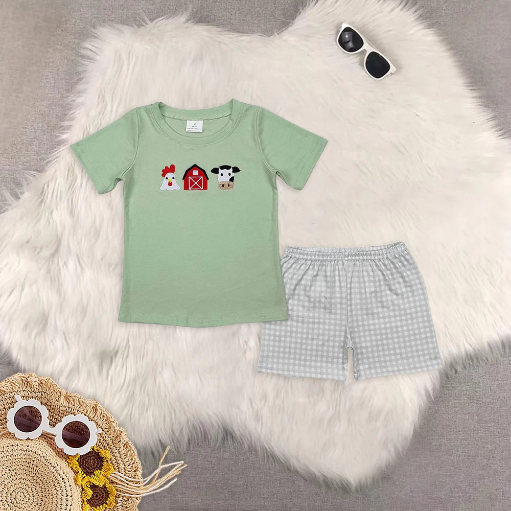 Embroidery farm chick cow house RTS Sibling Clothes