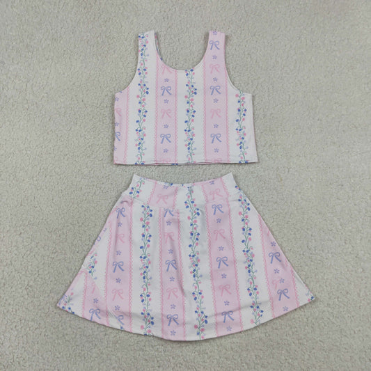 Yoga GSD2216 Flowers Bows Sleeveless Skorts Girls Set