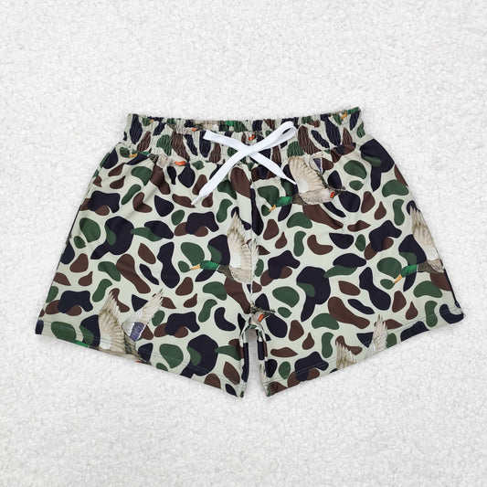 S0469 hunting camo green mallard duck boys swimming trunk