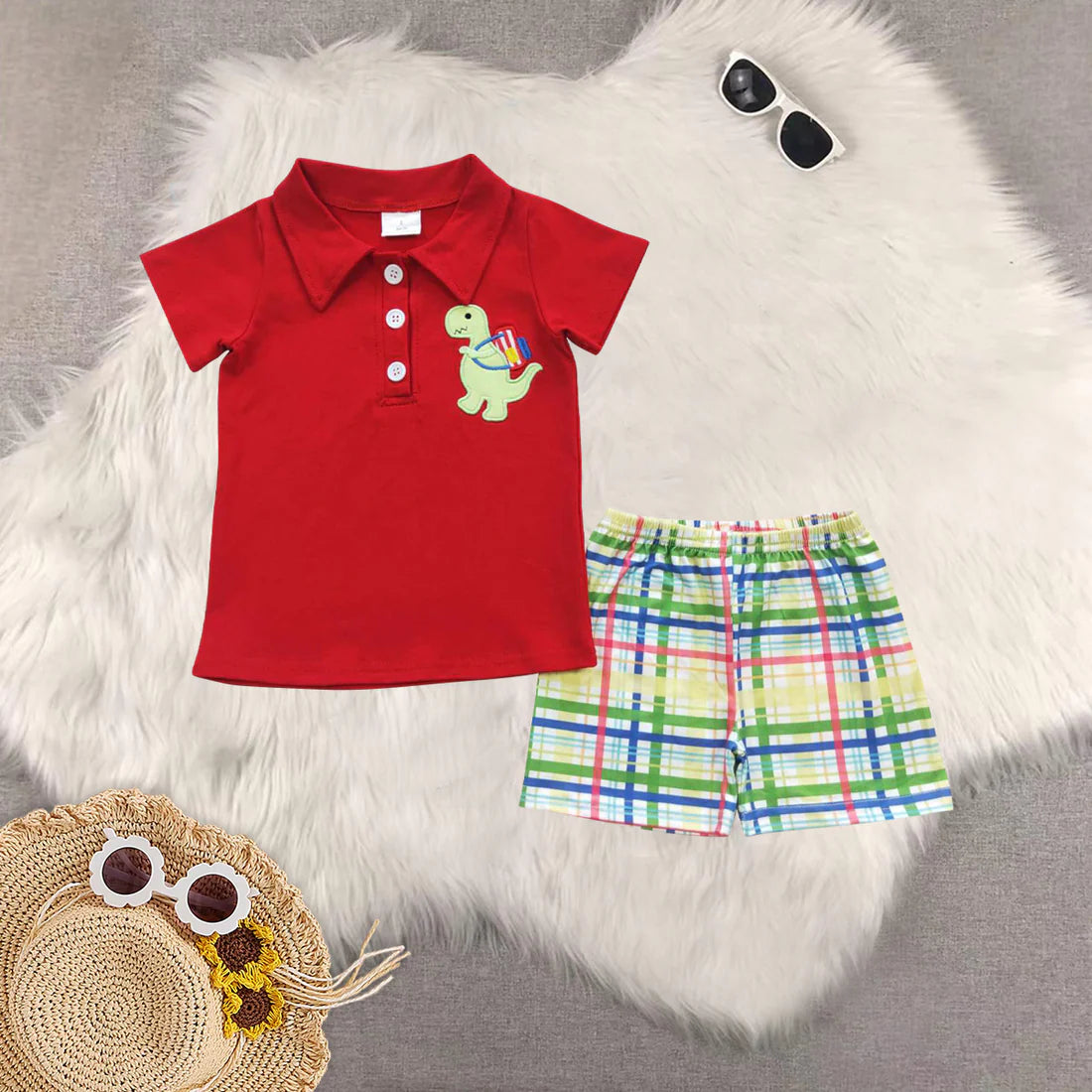 Embroidery back to school set RTS Sibling Clothes